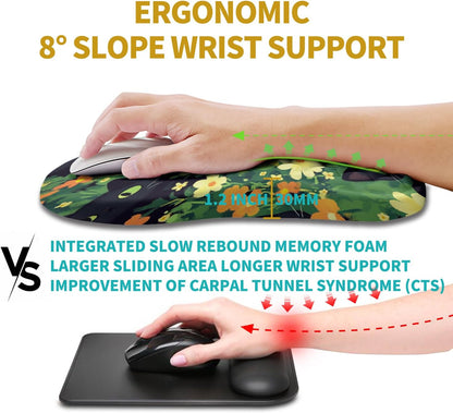 Hokafenle Ergonomic Mouse Pad Wrist Support, Wrist Rest Mousepad for Carpal Tunnel Pain Relief with Integrated Memory Foam Slope Massage Bulge (11.8x7.9 inch,Topographic Contour)