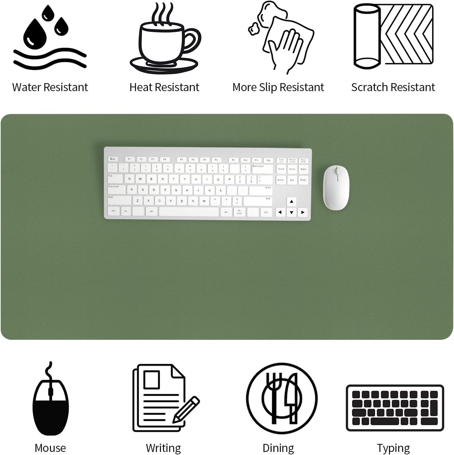 Bloss Leather Desk Pad and Keyboard Wrist Rest, Large Mouse Pad + Keyboard Pad+Mouse Wrist Support, Non-Slip Desk Mat Protector for Office, Home(31.5×15.7 Inches,Beige) - Colors B
