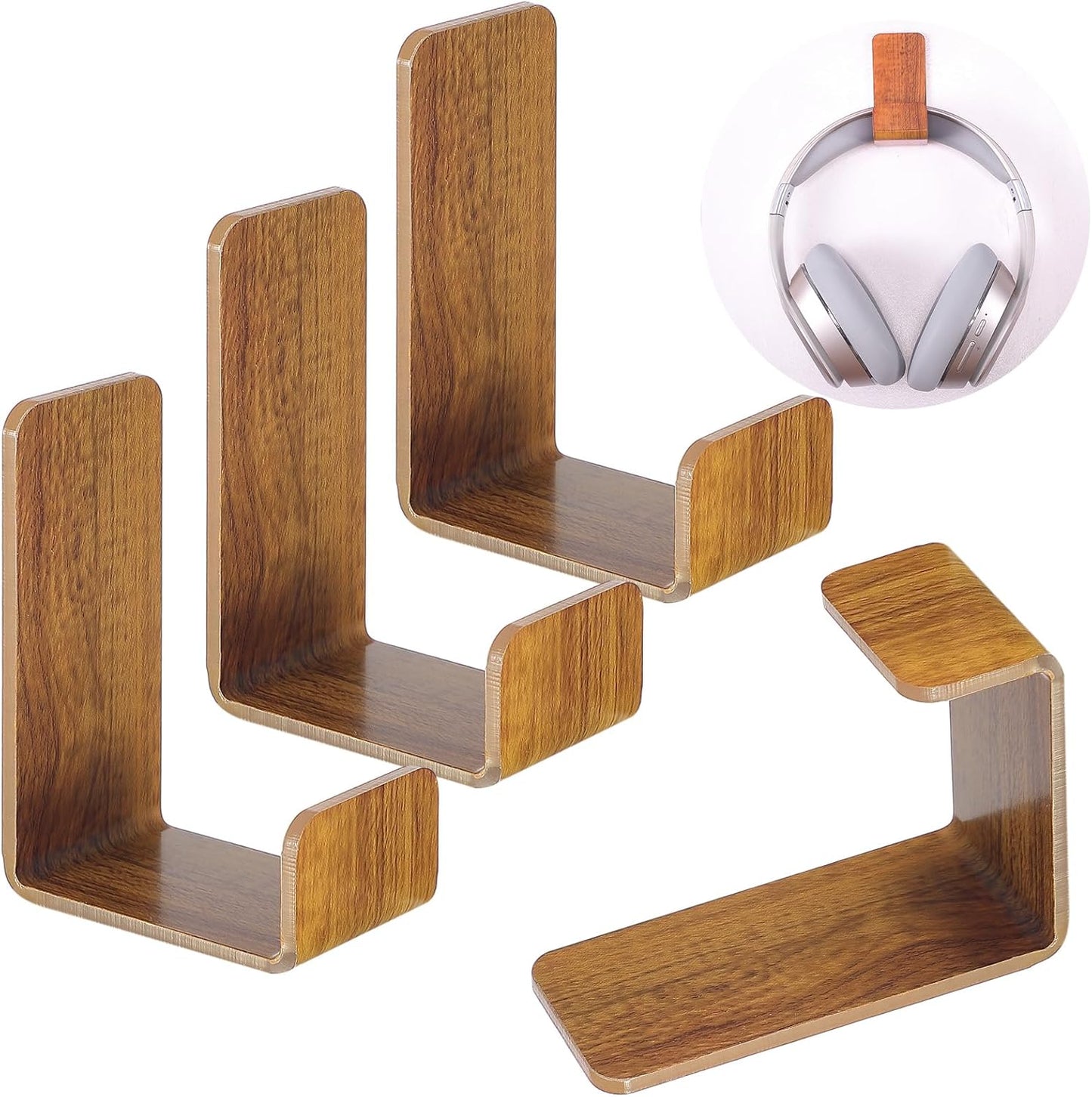 Weewooday 4 Pieces Headphone Hanger Holder Desk Adhesive Headphone Hook Wall Mount Headset Stand Acrylic Holder with Glues for General Purpose Game Earphone(White)