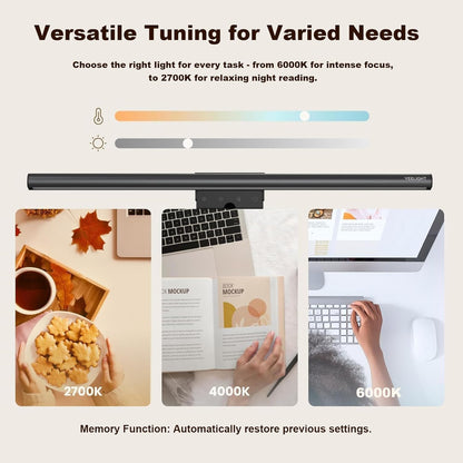 YEELIGHT Monitor Light Bar, Computer Monitor Lamp for Home Office Gaming, 250LM No Glare Eye-Care LED Screen Bar, Touch Control USB Reading Desk Lamp with Stepless Dimming for Flat & Curved Monitor
