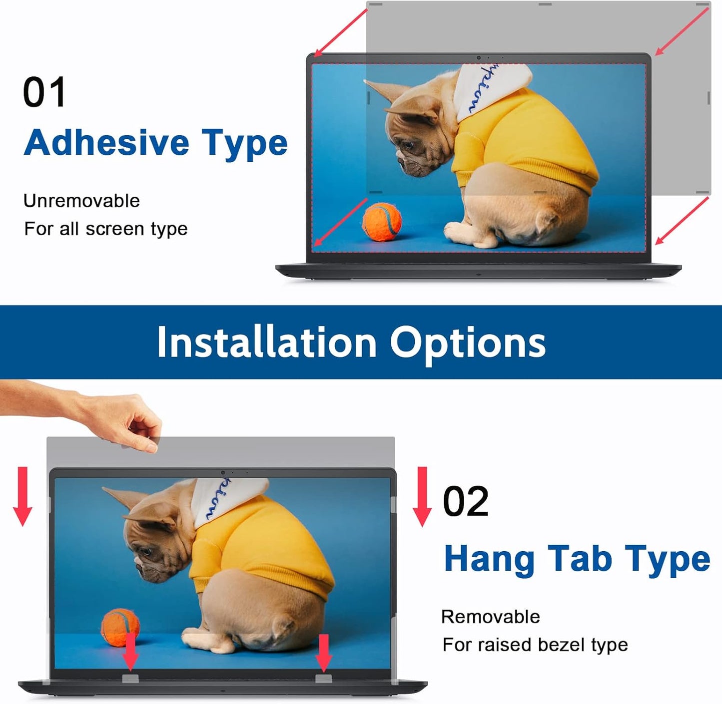 IPROKKO Laptop Privacy Screen 14 Inch 16:9 Aspect, Compatible with HP, Dell, Acer, Asus, Samsung, Lenovo Yoga & More, Removable Anti Blue Light Glare Spy Computer Monitor Filter Security Shield
