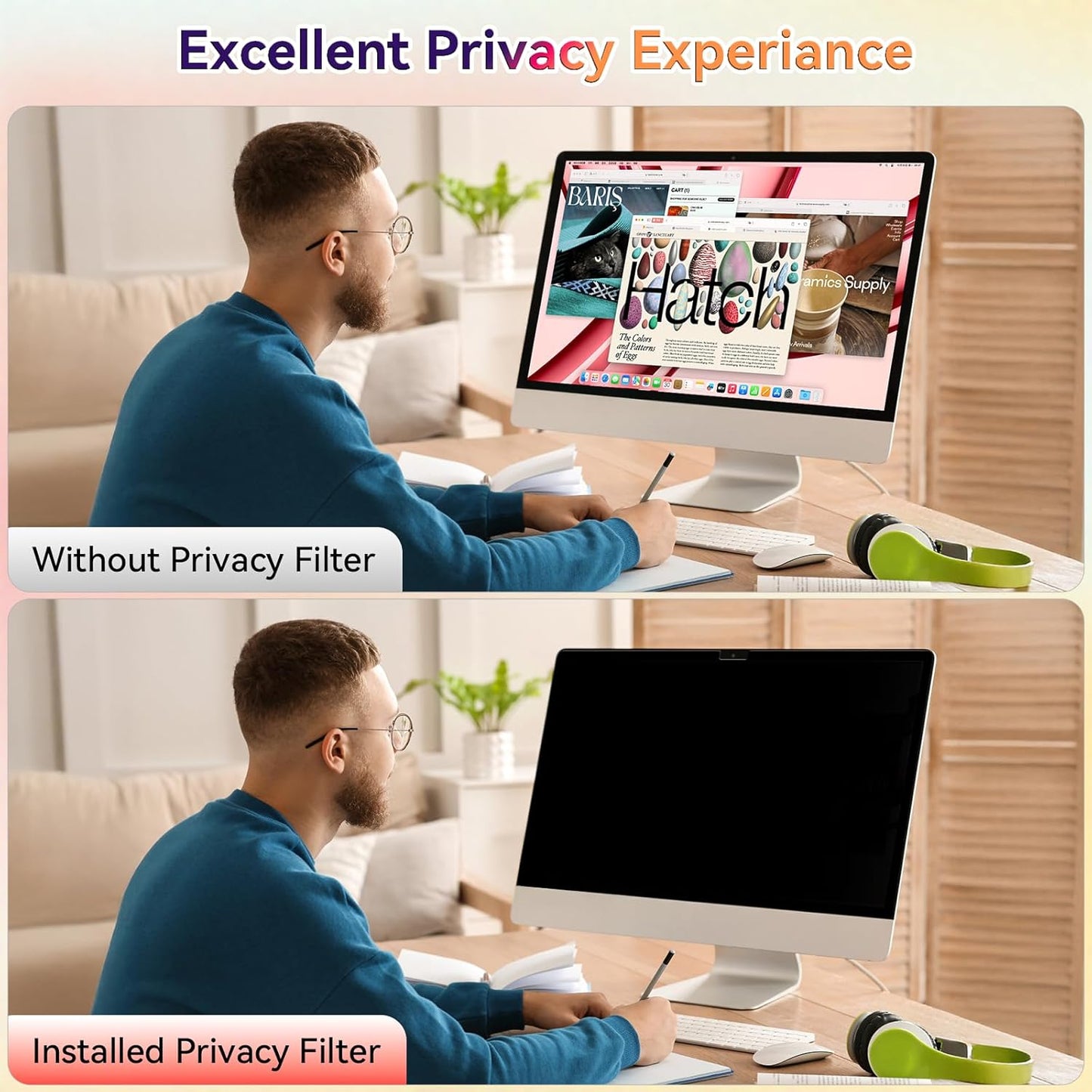 Magnetic Privacy Screen for Microsoft Surface Laptop 7 13.8 Inch, Removable Anti Glare Blue Light Filter, 13.8 In Anti Spy Black Security Private Block Screen Protector
