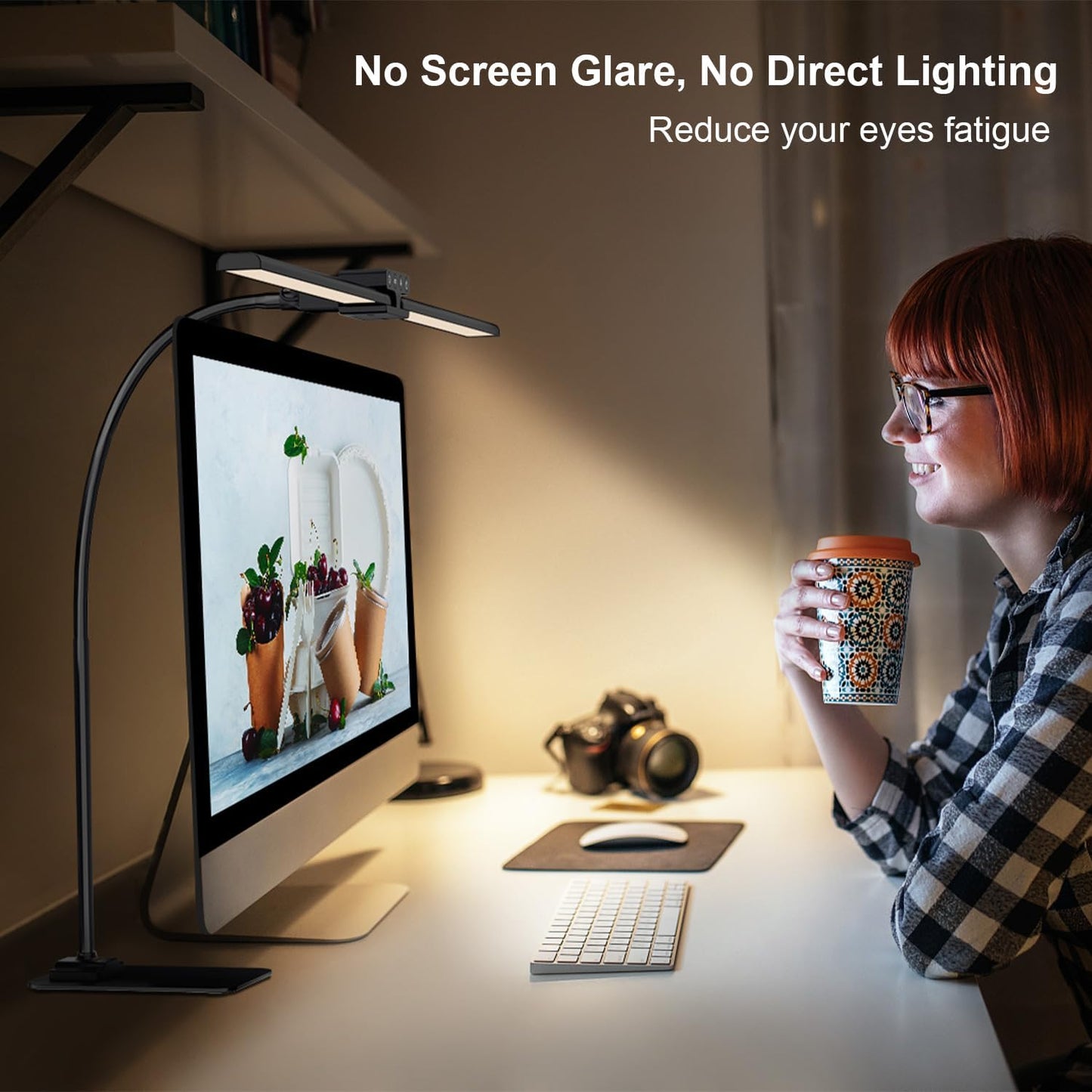 EppieBasic Desk Lamp,24W Led Desk Lamps with Clamp,Double Head Desk Light for Home Office, Architect Desktop Lamp Eye Care Workbench Office Table Light for Monitor Studio Reading