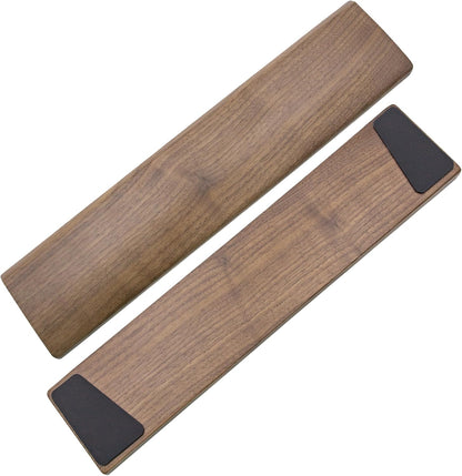 Walnut Wooden Wrist Rest Pad for 75% 80% TKL Keyboard, Ergonomic Solid Wood Hand Rest with Non-Slip Base, Stain Resistant Palm Support for Typing & Gaming (14.2“ L)