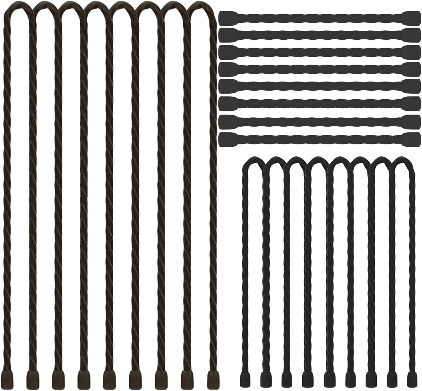 Silicone Cable Ties with Holes, 24PK Reusable Twist Ties for Bundling - 6in, 12in, 18in - Indoor/Outdoor Use (Black)
