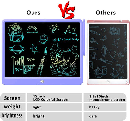 FLUESTON LCD Writing Tablet for Kids, 10 Inch Doodle Board, Colorful Drawing Pad for Toddler, Educational Travel Toy Gifts for 3-8 Year Old Girls Boys, Erase Lock Writing Board - Pink