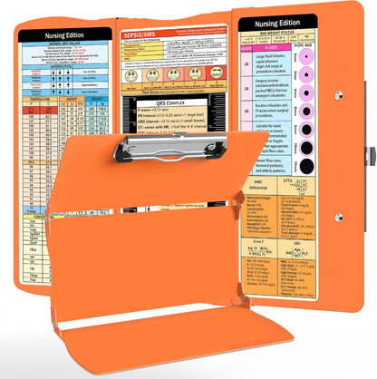 Nursing Clipboard Foldable Nurse Clipboards: Folding Medical Clipboard with Nursing Edition Cheat Sheets Pocket Size Foldable Clipboards for Nurses Clinical Clip Board for Students Doctors Green