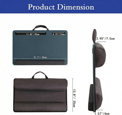 Lap Desk Home Office Lap Desk Portable Laptop Desk for Left Right - Handers with Whole Mouse Pad Wrist Pad Dual Cushion Phone Tablet Slots Fits Up to 17 Inch Laptops