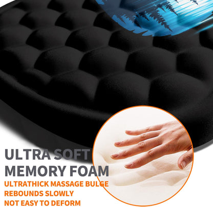 Ergonomic Joint Wrist Support Mouse Pad with Memory Foam Cushion Massage Bump, Carpal Tunnel Pain Relief Mousepad Slope Design for Wrist Rest, 11.8x7.9 in, Black