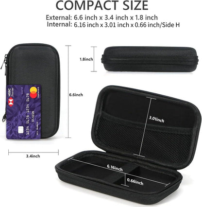 Portable Protection Hard EVA Case for External Battery, Cell Phone, GPS, Hard Drive, USB/Charging Cable, Small Carrying Bag Mesh Inner Pocket, Zipper Enclosure, Universal Travel Pouch Bag