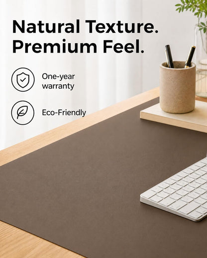 Aothia Dual-Sided Desk Pad - 25.6x13.7 inches Leather Desk Mat, Natural Cork Desk Pad Protector, Large Mouse Pad for Desk, Waterproof Desk Blotter Pad, Desk Writing Pad for Office Work/Home, Black