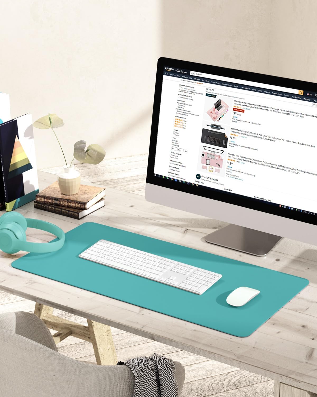 YSAGi Non-Slip Leather Desk Pad, Waterproof Laptop Computer Desk Keyboard Mat, Table Protector Blotter Mat, Large Mouse Pad for Office/Work/Home/Decor(Black, 31.5" x 15.7")