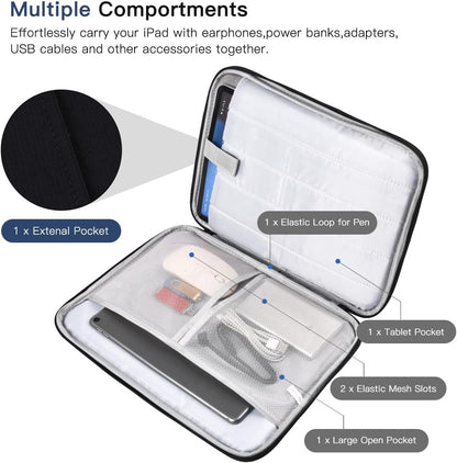 12-12.9 Inch Tablet Sleeve Bag for 12.4" Samsung Galaxy Tab S10+ S9+ Plus/S8+/S7+ Plus/S7 FE,13" iPad Air M4 M3 M2/iPad Pro M5 M4/Pro 12.9"/Microsoft Surface Go 2 12.4"/Pro 11 10 Carrying Case-Black