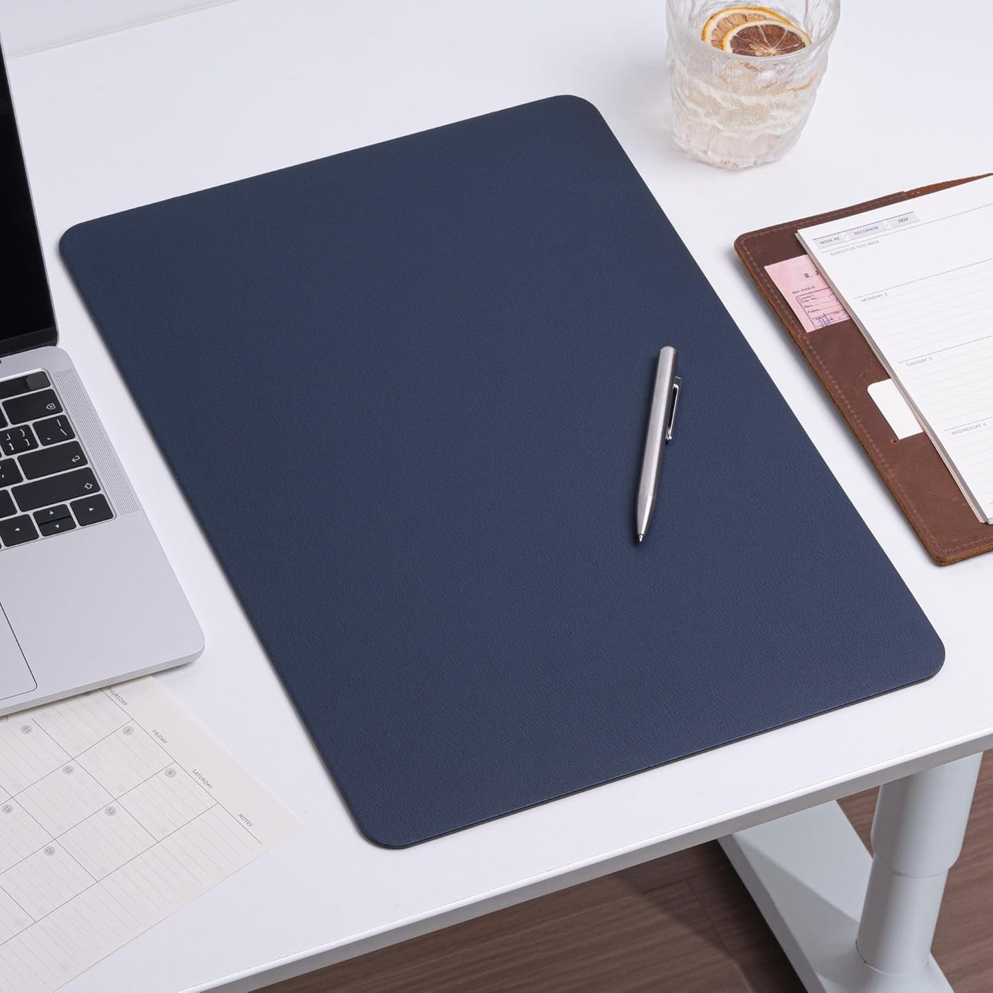 Nekmit Leather Desk Blotter Pad 17 x 12 Inches, Flat, Non-Slip, Waterproof, Black
