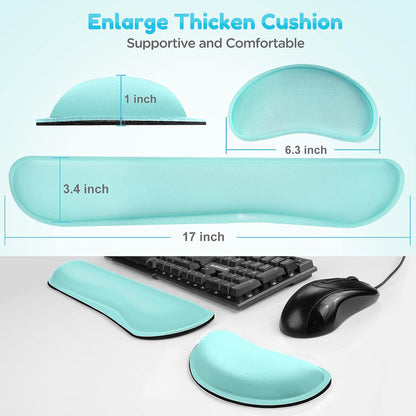 Gimars Upgrade Enlarge Silky and Superfine Fabric Gel Memory Foam Keyboard Wrist Rest Set, Ergonomic Keyboard Mouse Wrist Support for Typing Pain Relief, Comfort for Office, Gaming, Computer, Black