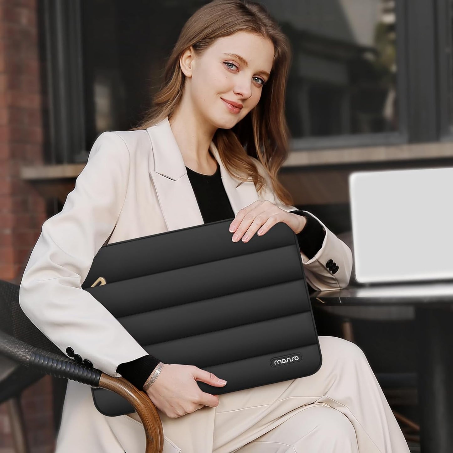 MOSISO Laptop Case 13.3 inch,13-13.3 inch Puffy Laptop Sleeve Compatible with MacBook Neo/Air 13.6 M5 M4 M3 M2 M1/Pro 13/14,HP Dell ASUS Lenovo,Polyester Horizontal Bag with Small Case, Sand