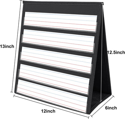 EAMAY Magnetic Desktop Tabletop Stands Pocket Chart Foldable Small Dry Erase Board Classroom Tool for Kids Education (12W*15L, Magnetic)