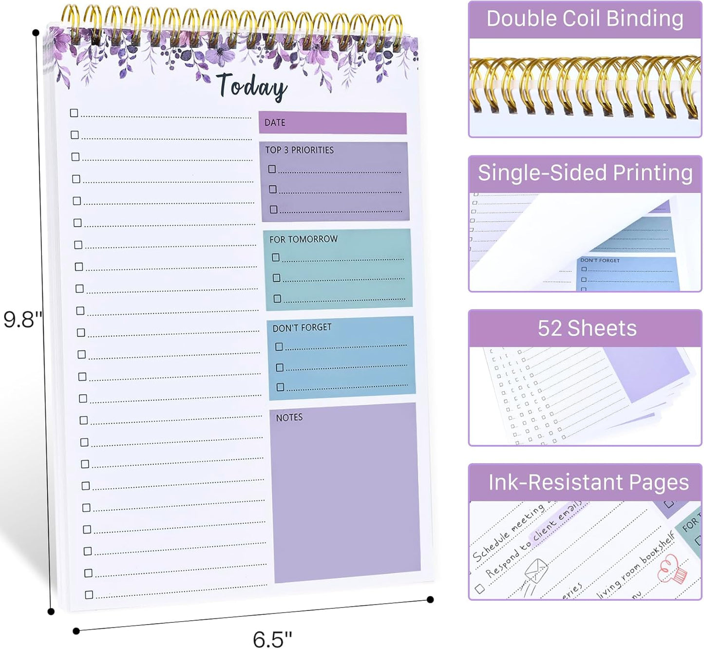 To Do List Notepad - To Do List Notebook for Work with 52 Sheets, Undated Daily Planner Perfect for Enhanced Productivity and Goal Achievement - Green