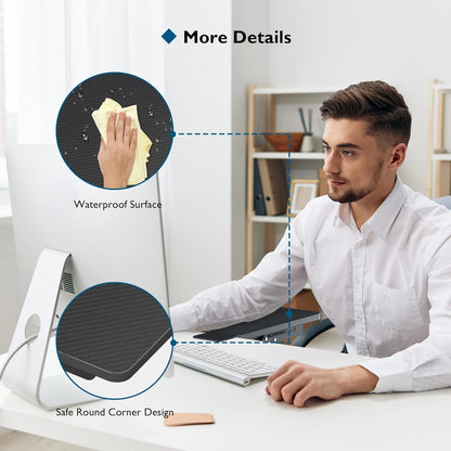 BONTEC Desk Extender Tray, 11.8"x5.9" Table Mount Arm Wrist Rest Shelf, 90°Foldable Elbow Support, Clamp on Computer Arm Rest for Desk, Office & Home Use, Durable & Easy to Install, Black Carbon Fiber