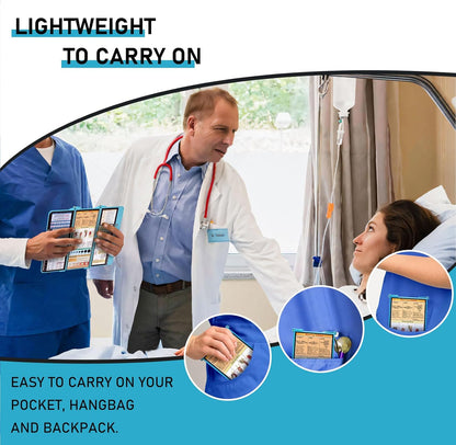 Nursing Clipboard Foldable, Foldable Clipboard w/Nursing Edition Cheat Charts,3 Layers Aluminum, Nurse Clip Board w/Low Profile Clip&Pen Clip Pocket for Nurses and Doctors,Light Blue