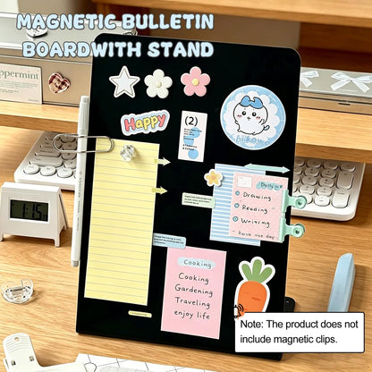 FLWAL Magnetic Bulletin Board, 13*9 Inch Magnetic Metal Desktop Memo Display Bard with Bracket, Suitable for Back to School Menu Table, Home Kitchen, School and Office Supplies (white, Large,2 Pack)
