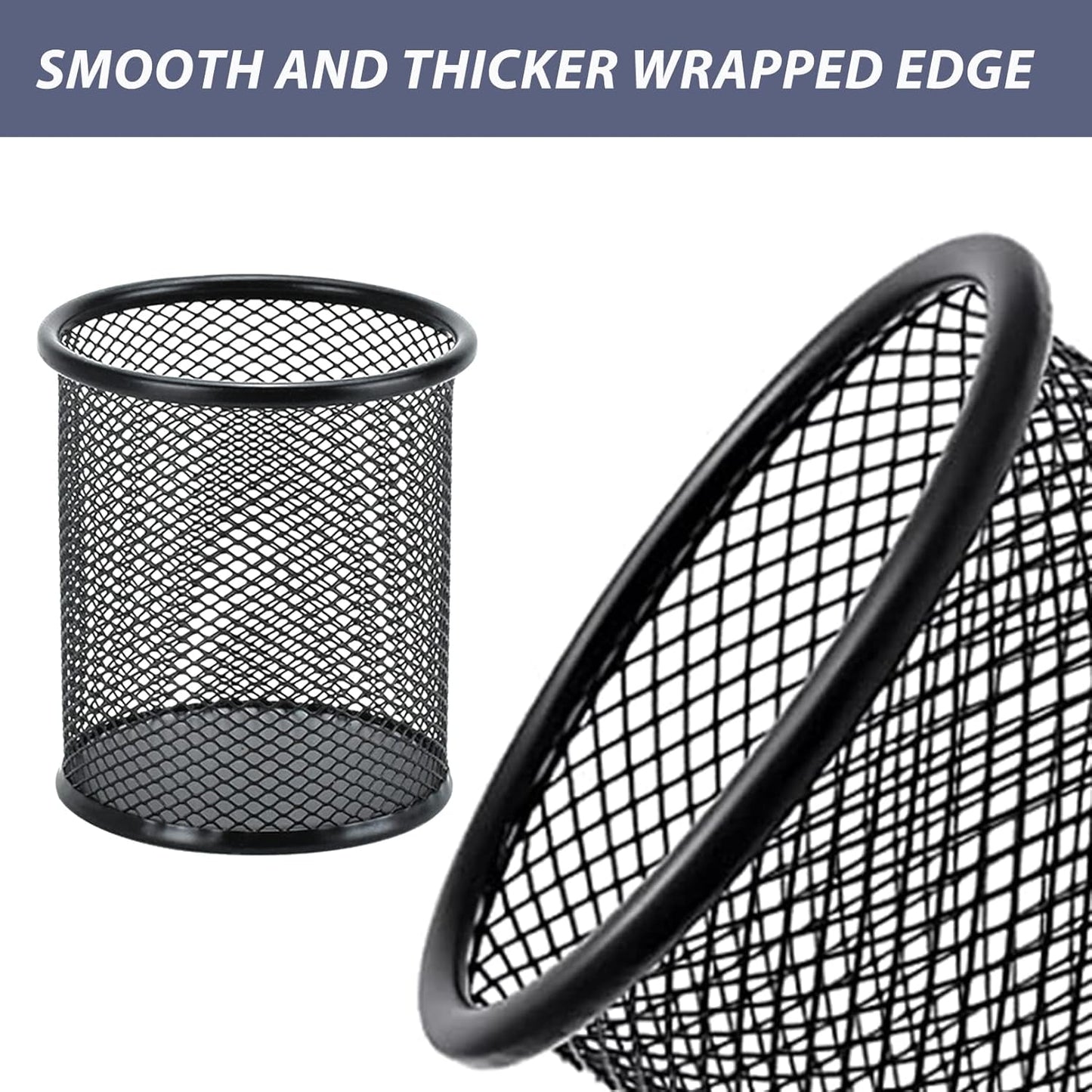Pen Holder Desktop Pencil Organizer Metal Mesh Pen Cup Paper Clip Holder Memo Pad Holder Stationary Organizer for Desk 3 Pieces of a Set
