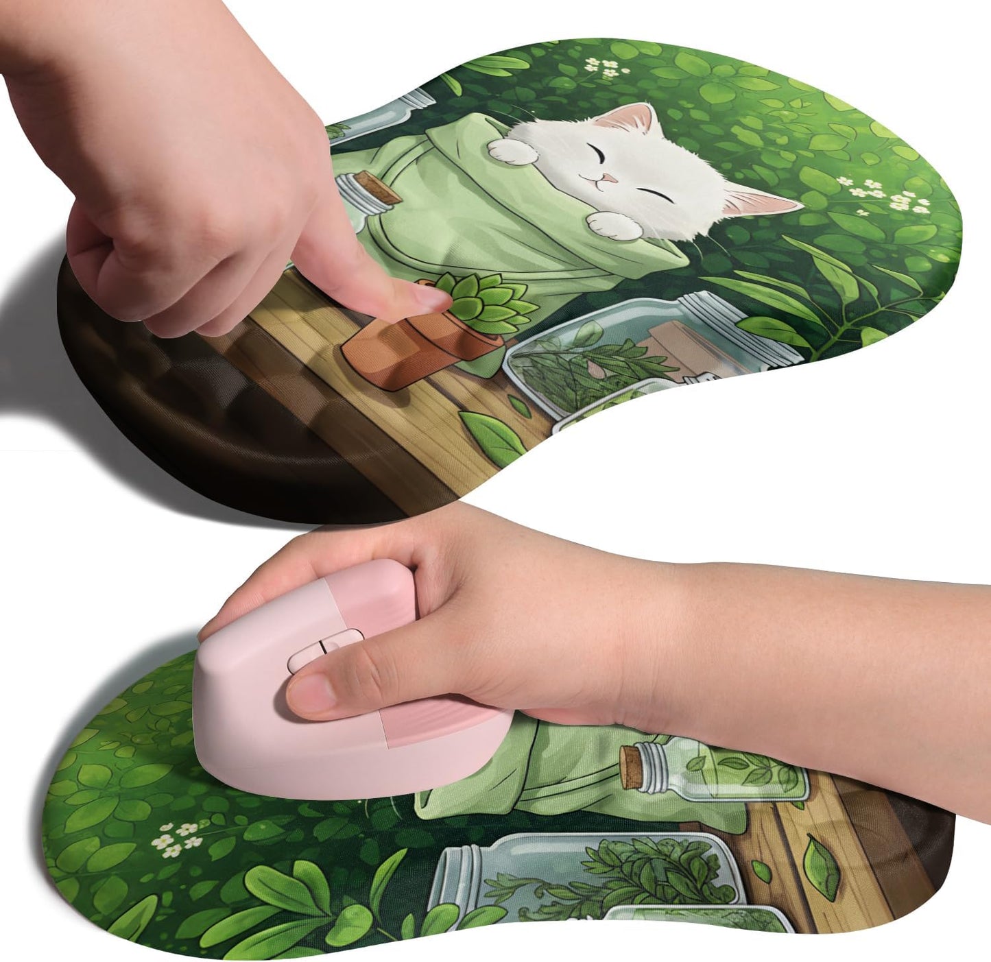 Ergonomic Joint Wrist Support Mouse Pad with Memory Foam Cushion Massage Bump, Carpal Tunnel Pain Relief Mousepad Slope Design for Wrist Rest, 11.8x7.9 in, Black