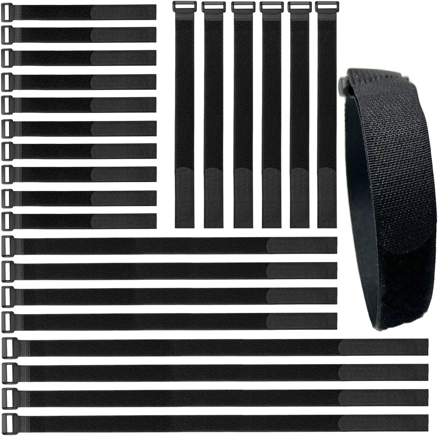20 Pack (12 x 1 Inch) Reusable Fastening Cable Straps,Adjustable Multi-Purpose Hook and Loop Straps Nylon Cable Ties for Wire Cable Management Home Office Garage Outdoor Organization