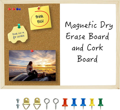 OWLKELA Cork Board 14.6"X 11", Notice Pin Board, Memo Board, Vision Board, Bulletin Board for Office, Classroom or Home, Mounting Hardware and Push Pins Included, Wooden Frame