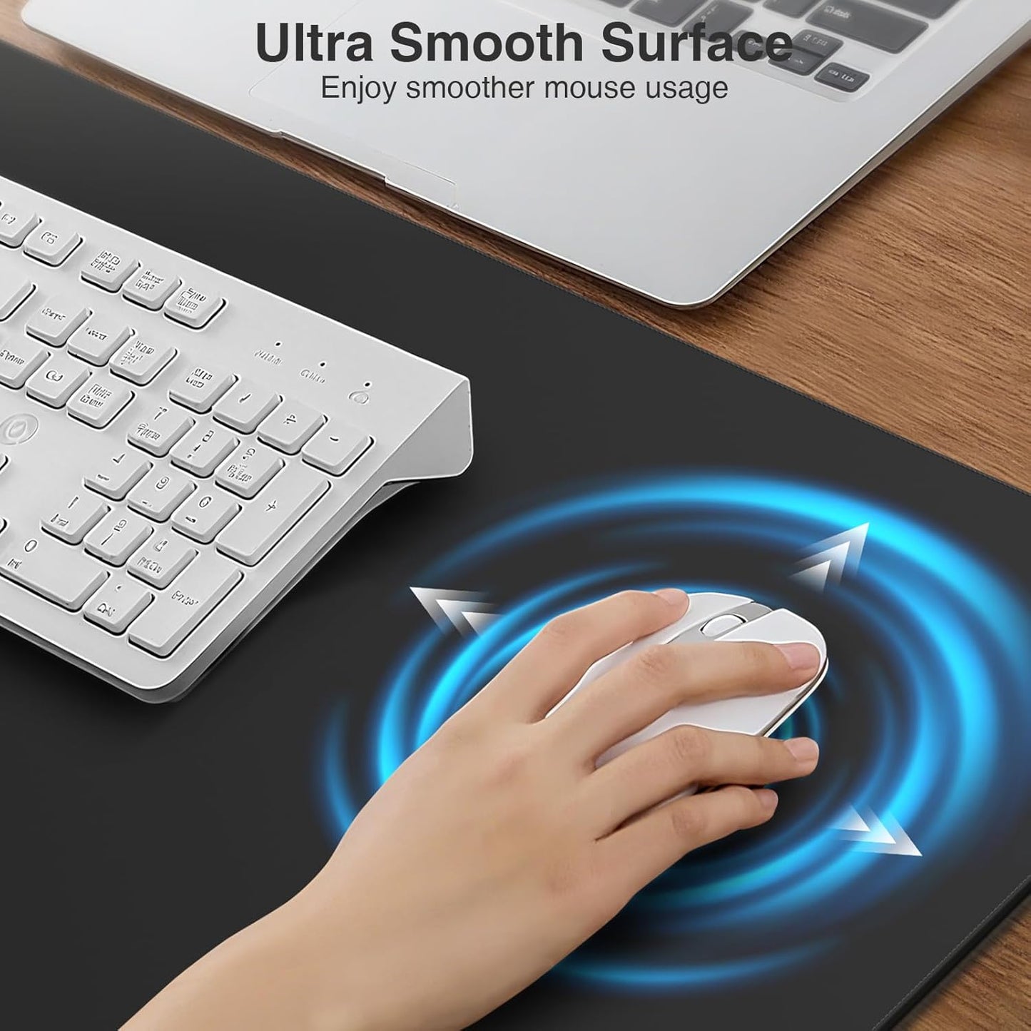 Wireless Charging Mouse Pad with Foldable Phone Holder, 31.5"x15.8" Large Desk Mat for Laptop/Keyboard, Waterproof Ultra-Smooth Surface, Non-Slip Base, Black