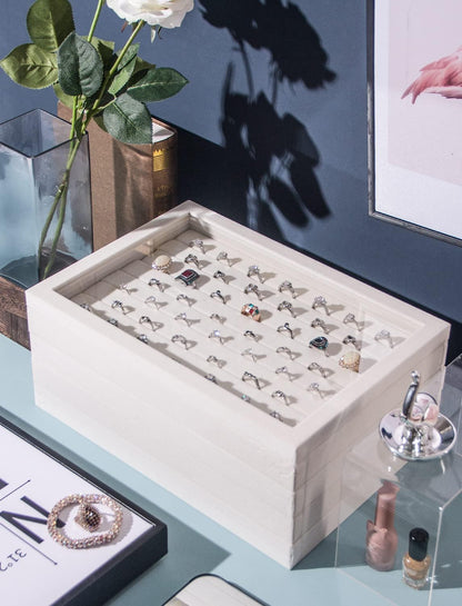 Coward Sunglass Organizer, Beige Velvet Glasses Trays - Eyeglasses Watches Jewelry Display - Men Women (8 Grids)
