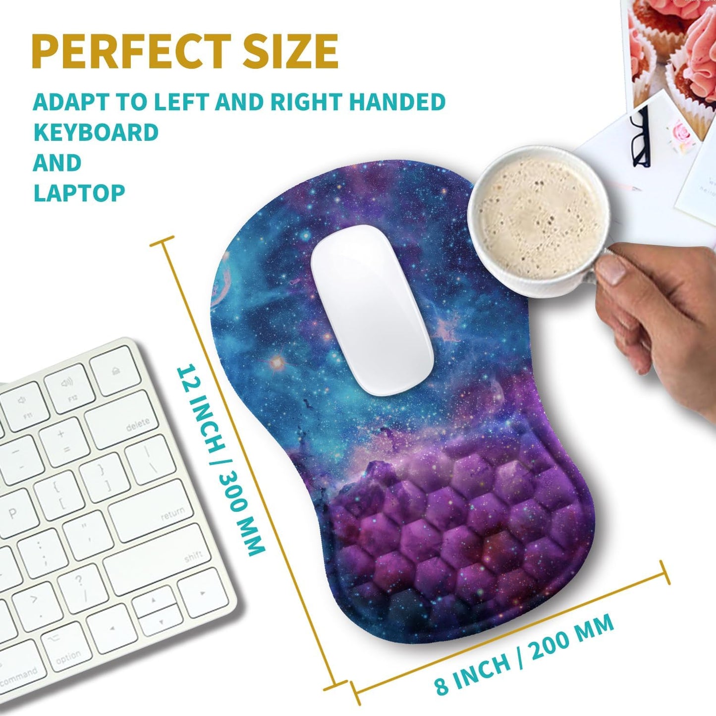Hokafenle Ergonomic Mouse Pad Wrist Support, Wrist Rest Mousepad for Carpal Tunnel Pain Relief with Integrated Memory Foam Slope Massage Bulge (11.8x7.9 inch,Topographic Contour)