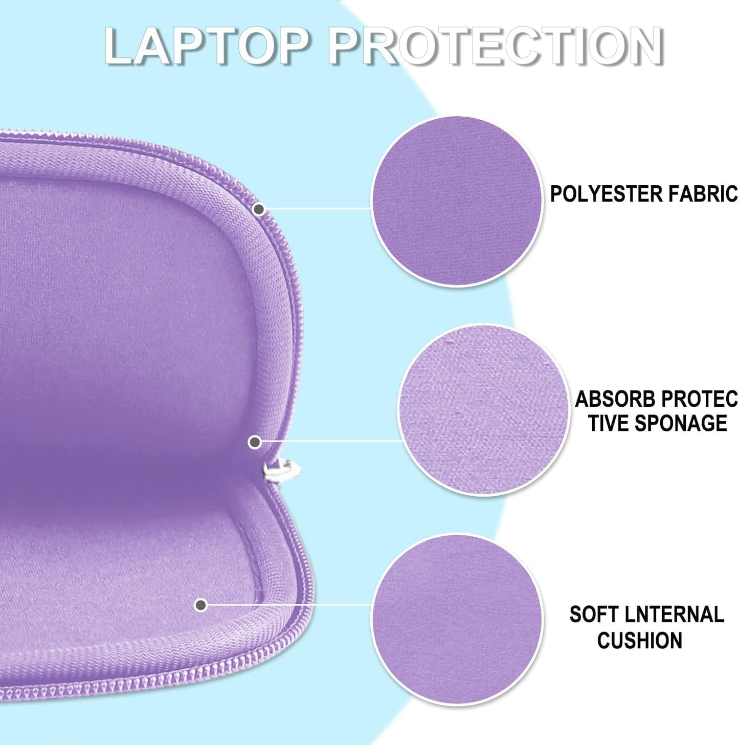Laptop Sleeve Case 14 inch, Shockproof Protective Laptop Cover Briefcase Carrying Computer Bag with Accessory Pocket Portable Computer Sleeve for 14" MacBook, HP, Dell, Lenovo, Acer, Black