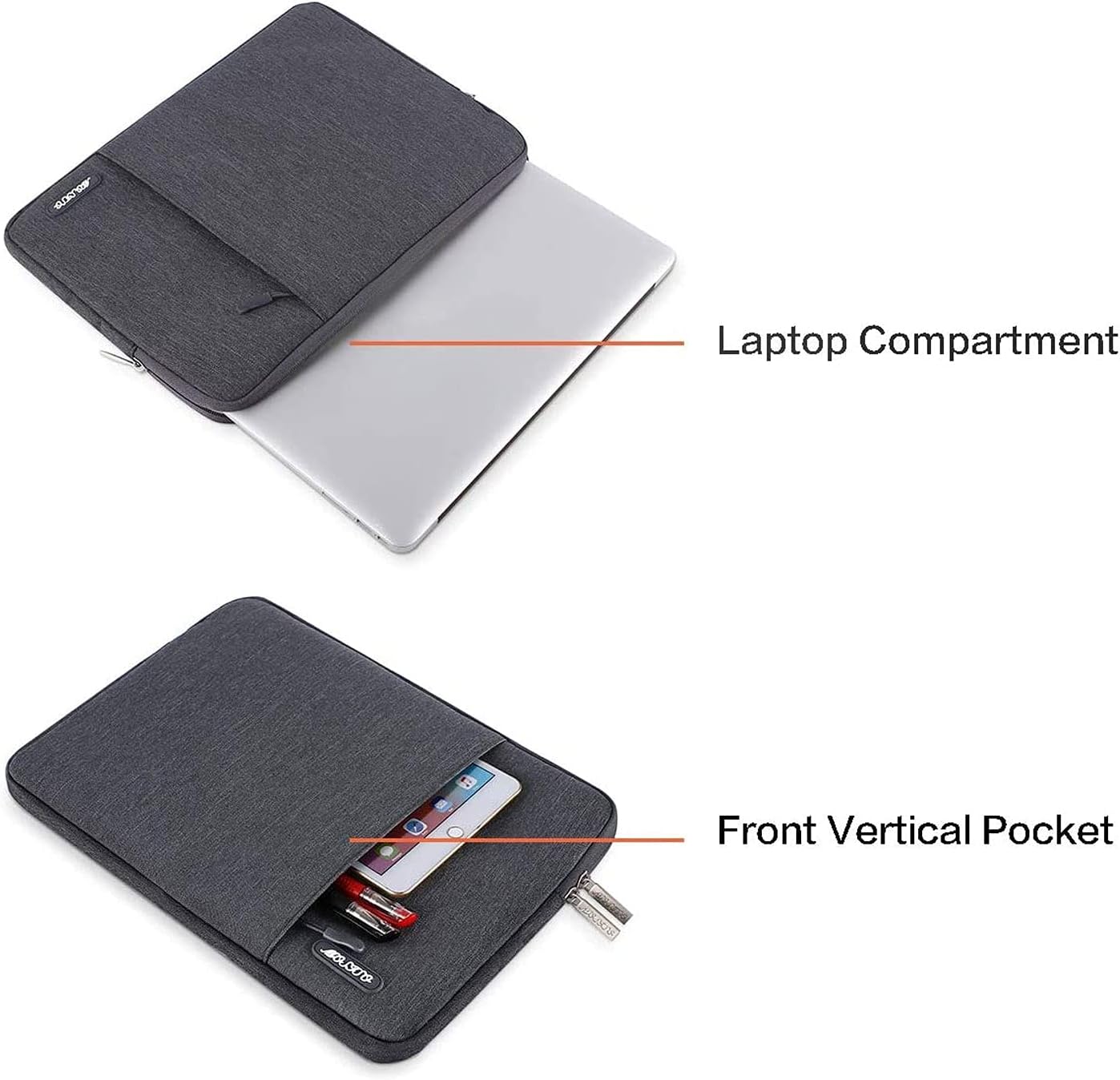 MOSISO Laptop Case 15 inch, 15 inch Laptop Sleeve Compatible with MacBook Air M5 A3448 M4 A3241 M3 A3114 M2 A2941 2026-2023, Dell XPS, Polyester Vertical Computer Sleeve Bag with Pocket, Black - Colors A