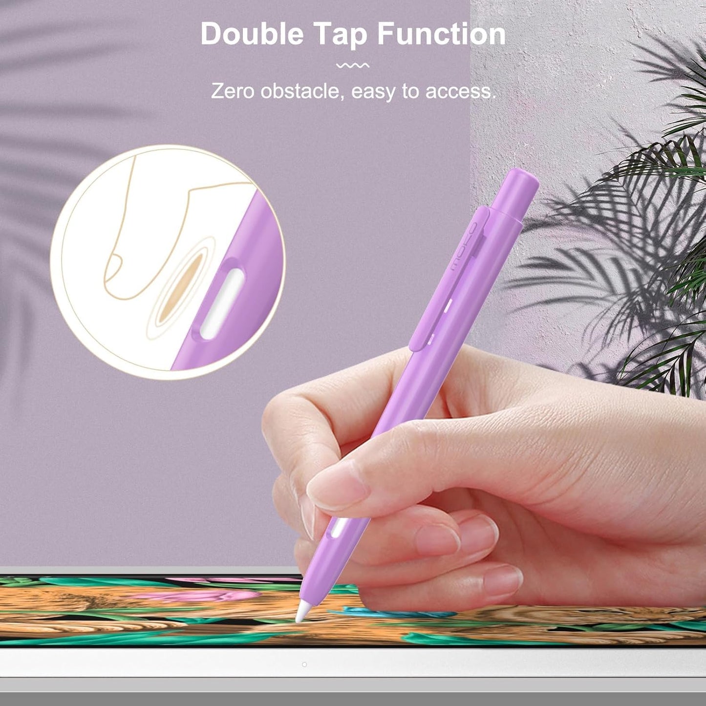 MoKo Holder Case Compatible with Apple Pencil 2nd Generation, Retractable Protective Apple Pencil Cover with Sturdy Clip, Hard PC Apple Pencil Case, Support Double-Tap, Dark Purple