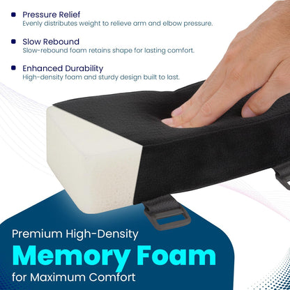 Thick Memory Foam Office Chair Arm Pads - Office Chair Armrest Covers Provide Elbow Cushion and Relieve Pressure - Ergonomic Desk Chair Arm Covers - Gaming, Computer Chair Rest Pads (Set of 2) (Black)