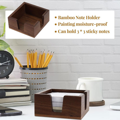 Buqoo 4x6 Notepad Holder Dispenser, Walnut Wood Sticky Notes Memo Pad Holder Dispenser Desk Supplies Organizer Accessories for Office Home Schools
