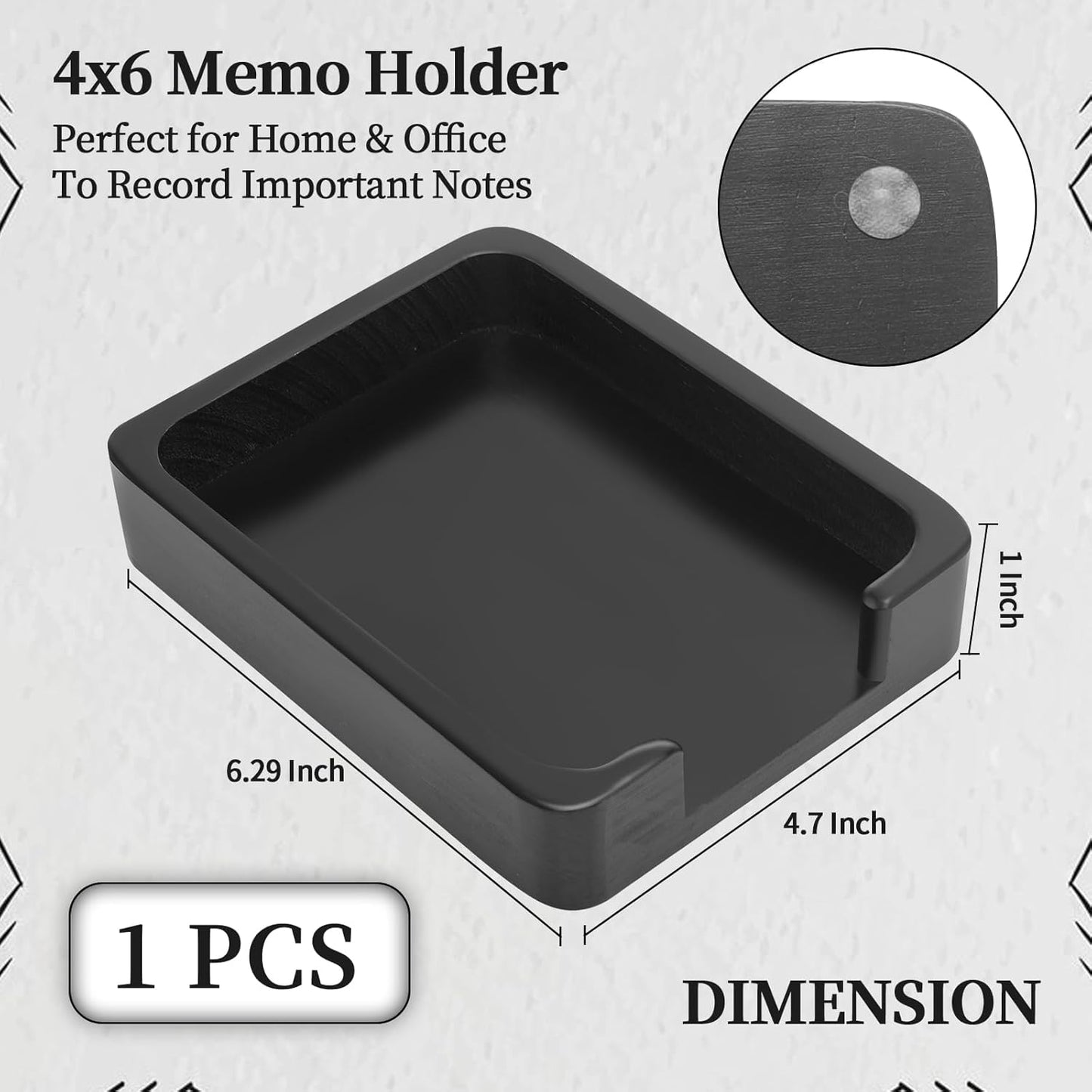 2 PCS 4x6 Memo Holder for Desk Paper Holder Black Wooden Memo Organizer for Desk Paper Tray Index Card Holder Fits 4 x 6 Index Card Cardstock Pads Note for Office School