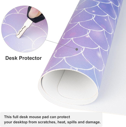 QIYI Large Mouse Pad, Cute Pink Desk Mat for Desktop, Women Girls PU Leather Desk Pad Waterproof Gaming Mousepad, Rose Gold Marble Computer Protector Writing Pad for School Office Home 31.5" x 15.7"