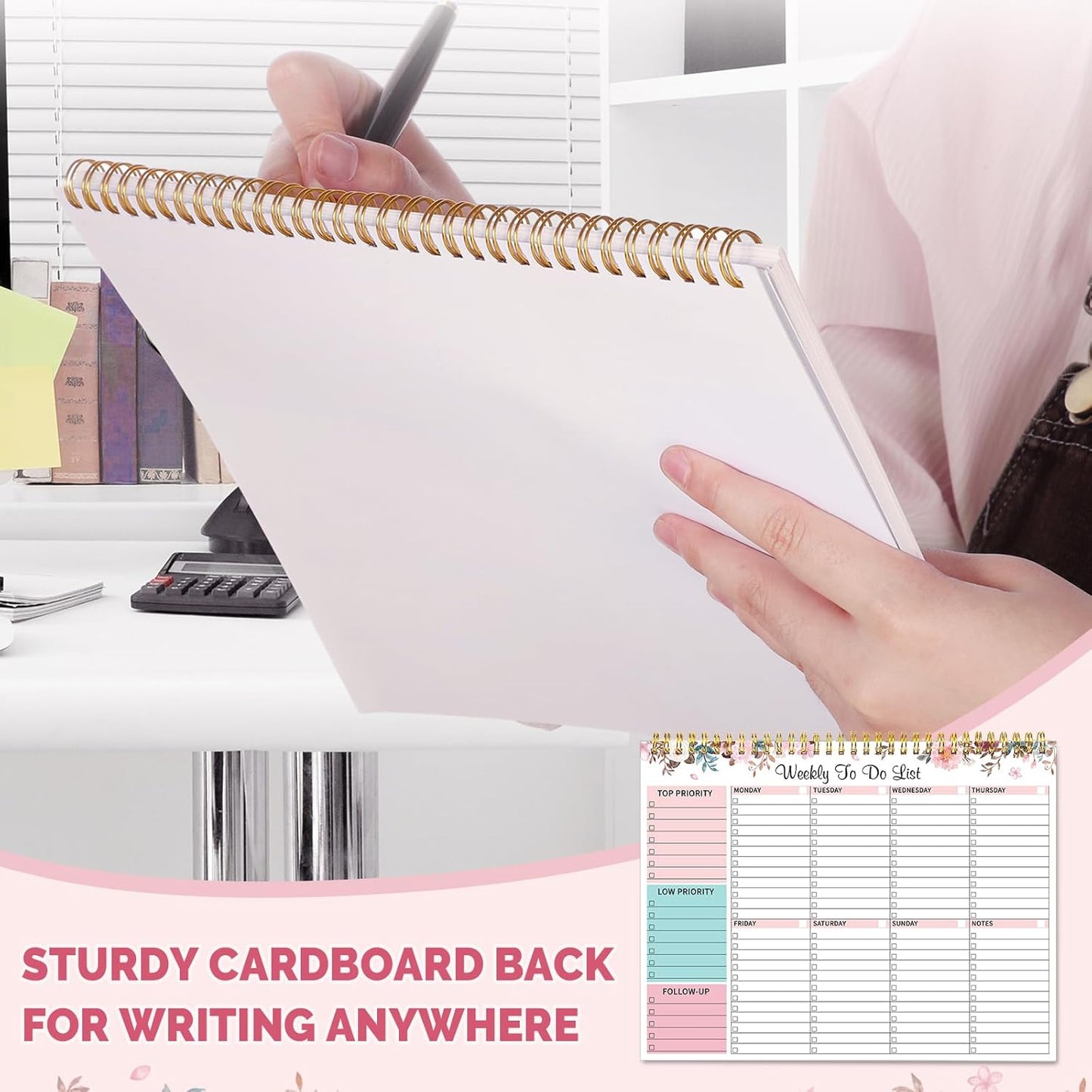 Weekly To Do List Notepad, 8.5''x11'' Weekly Desk Planner with 52 Tear Off Sheets Undated Weekly Planner Habit Tracker & Productivity Organizer for Home School and Work, Light Green