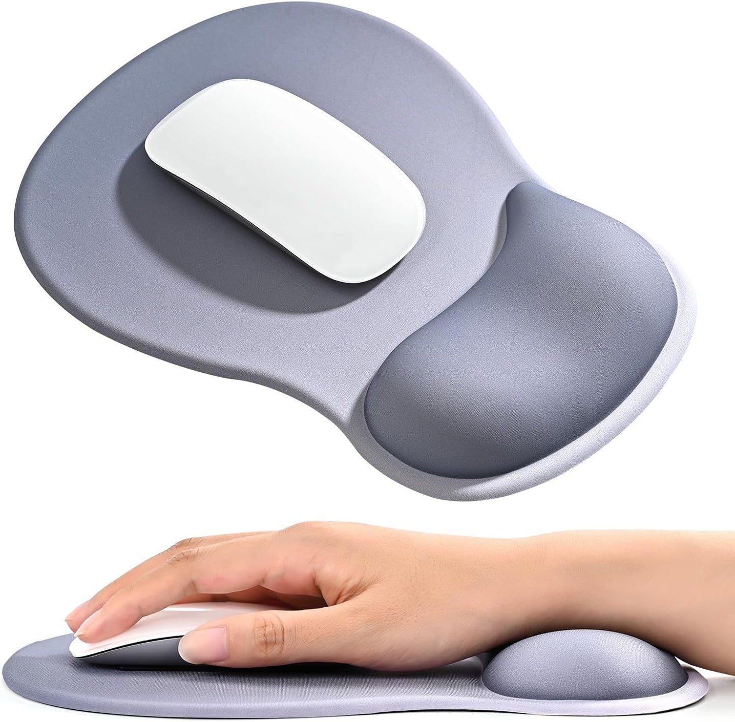 EooCoo Ergonomic Mouse Pad with Gel Wrist Rest Support, Middle Concave Design for Natural Wrist Alignment, Non-Slip Base Mousepad for Laptop, Computer, Office Desk Accessories, Carpal Tunnel Syndrome