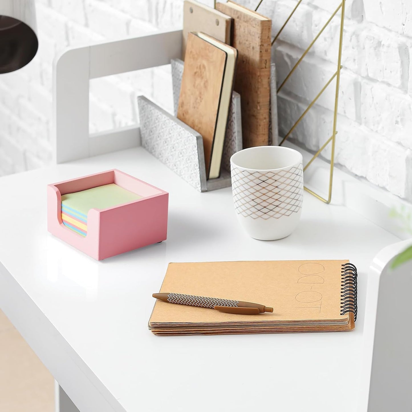 Bivvclaz Wood Sticky Note Holder, 3 x 3 Inch Post It Note Dispenser for Office Desk Accessories, Self Stick Note Pad Holder, Memo Pad Holder Dispenser Organizer for School Office Desk Supplies, Black