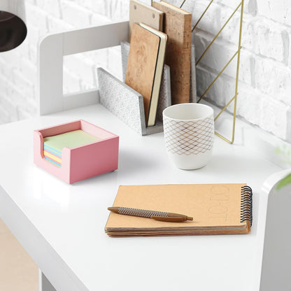 Bivvclaz Wood Sticky Note Holder, 3 x 3 Inch Post It Note Dispenser for Office Desk Accessories, Self Stick Note Pad Holder, Memo Pad Holder Dispenser Organizer for School Office Desk Supplies, Black