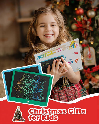 KOKODI 12 Inch LCD Writing Tablet with Anti-Lost Stylus, Erasable Doodle Board Colorful Toddler Drawing Pad, Car Travel School Games Toys for 3 4 5 6 7 8 Kids, Birthday Gift for Girls Boys Adults Blue