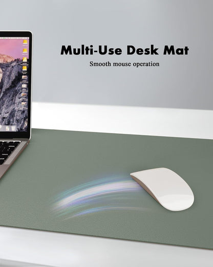 YSAGi Double-Sided Desk Pad, 31.5"x15.7"Leather Desk Mat, Eco Cork Desk Pad Protector,Large Mouse Pad,Waterproof Desk Blotter for Office/Home(Coffee)