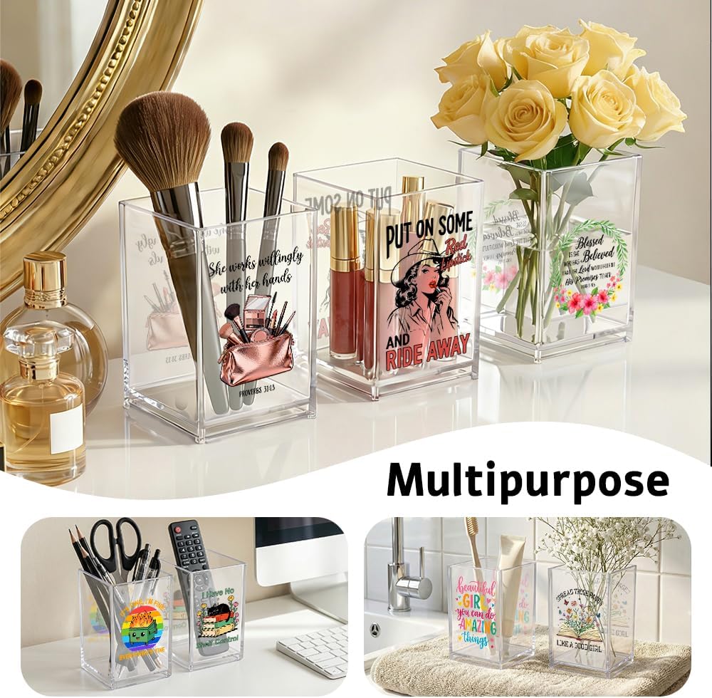 The Makeup Artist Acrylic Cosmetic Pencil Pen Holder, Funny Vanity Accessories for Girls, Makeup Brushes Holder for Beauty Specialist Esthetician, Make Up Artist MUA Appreciation Gifts