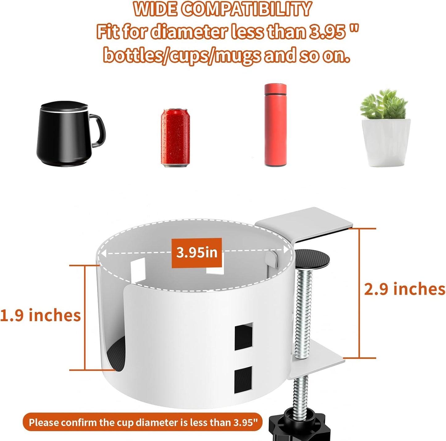 Deeper Desk Cup Holder, OOKUU Anti-Spill Cup Holder for Desk or Table, Sturdy and Durable, Easy to Install, Enough to Hold Coffee Cups, Water Bottles, Gaming PC Office Accessories, Black
