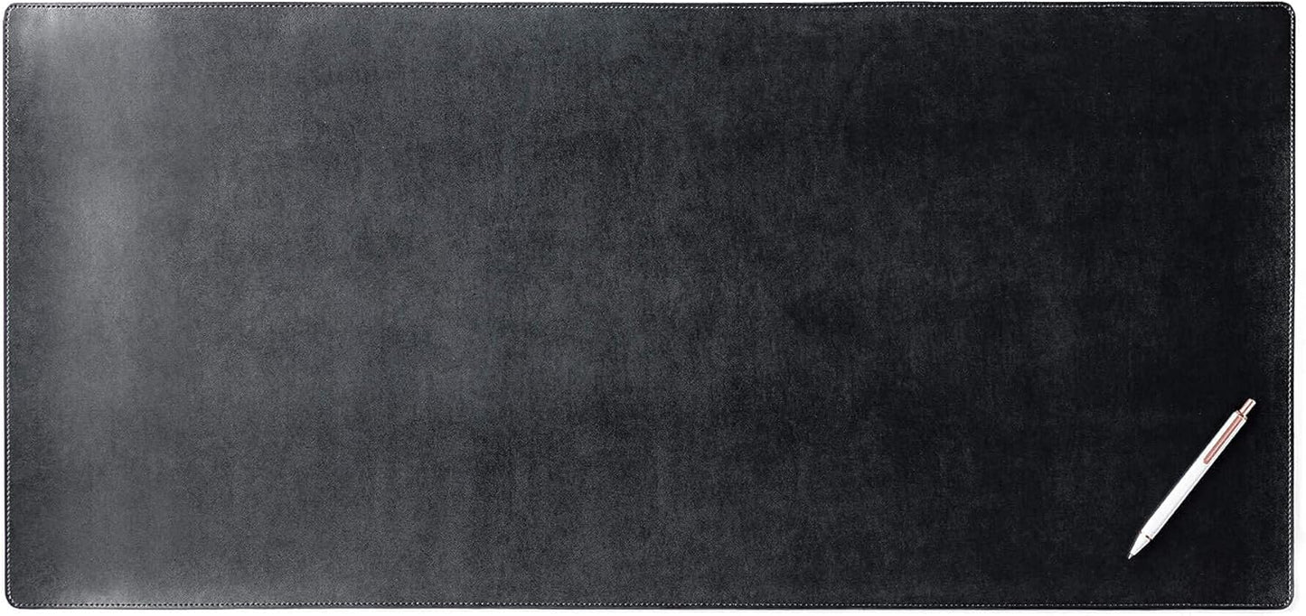 DACASSO Bonded Leather No Core Rollable Desk Mat/Pad - Luxury Leather Desk Blotter for Writing - Executive Desk Surface Protector - (Black, 36” x 17”)