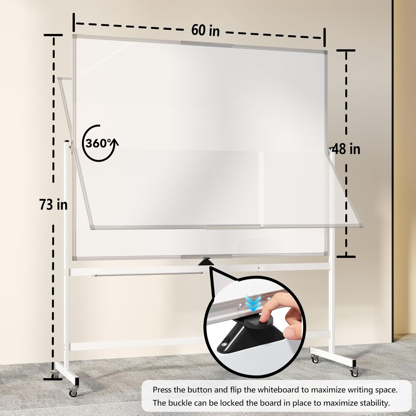 Large Whiteboard Easel with Stand, 36" x 24" Portable Standing Magnetic Dry Erase White Board, 3' x 2' Tripod Height Adjustable Flip Chart Easel for Home Office Classroom School, Silver