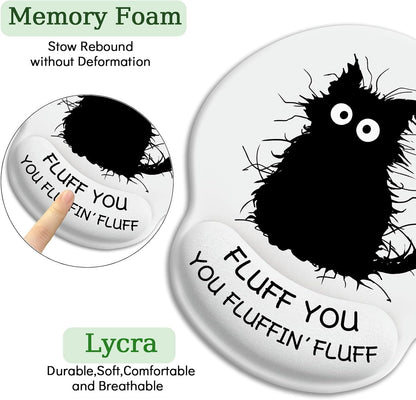 LIMKRIAN Cat Ergonomic Mouse Pad with Wrist Rest, Gaming Mouse Pad with Wrist Support, Funny Mouse Pads for Desk, Computer Mousepad with Non-Slip Pain Relief PU Base, Cute Office Desk Accessories